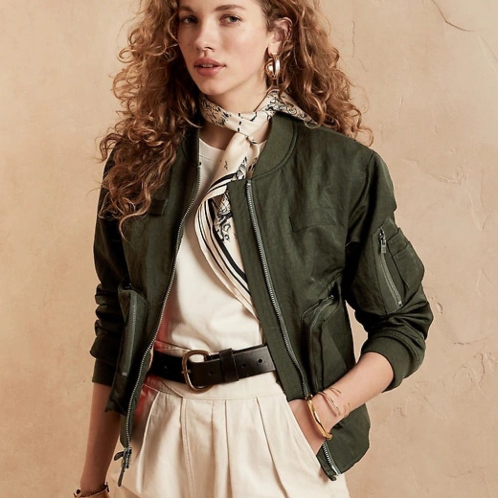 Banana Republic Women's Bomber Jacket size S Earth Green - Picture 1 of 5